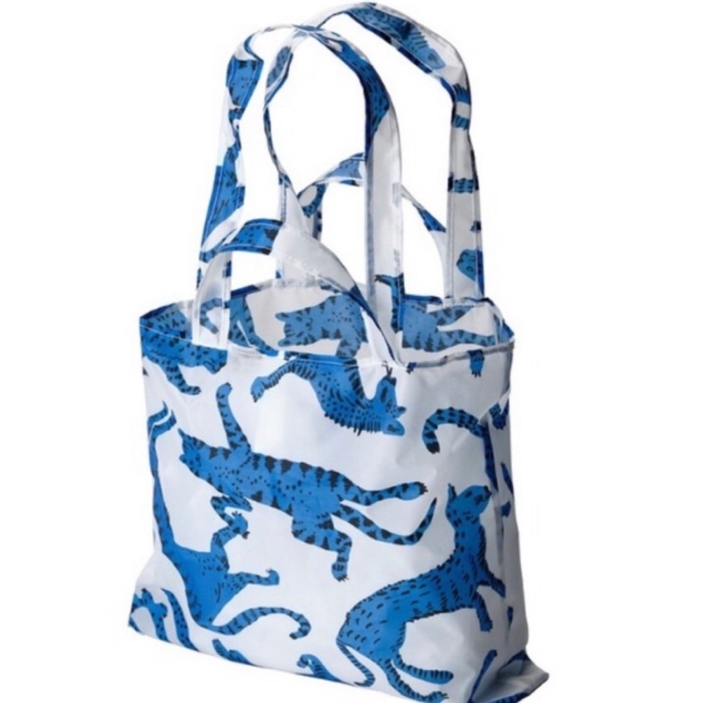 😸IKEA NWT SKYNKE Crazy Blue Cat reusable tote swirling blue felines Warhol-style - Picture 10 of 15